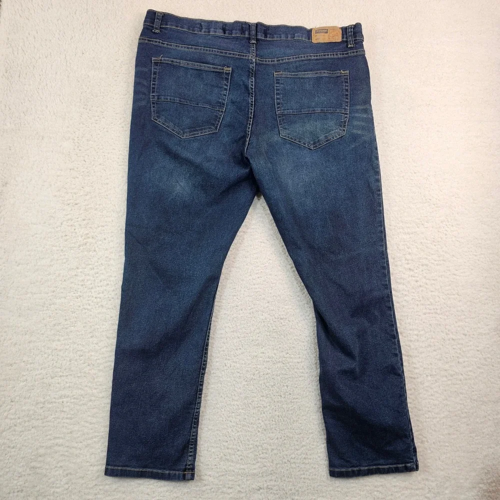 Rugby University Mens Stretch Jeans Dark Wash Straight Leg 44x30 Blue Denim